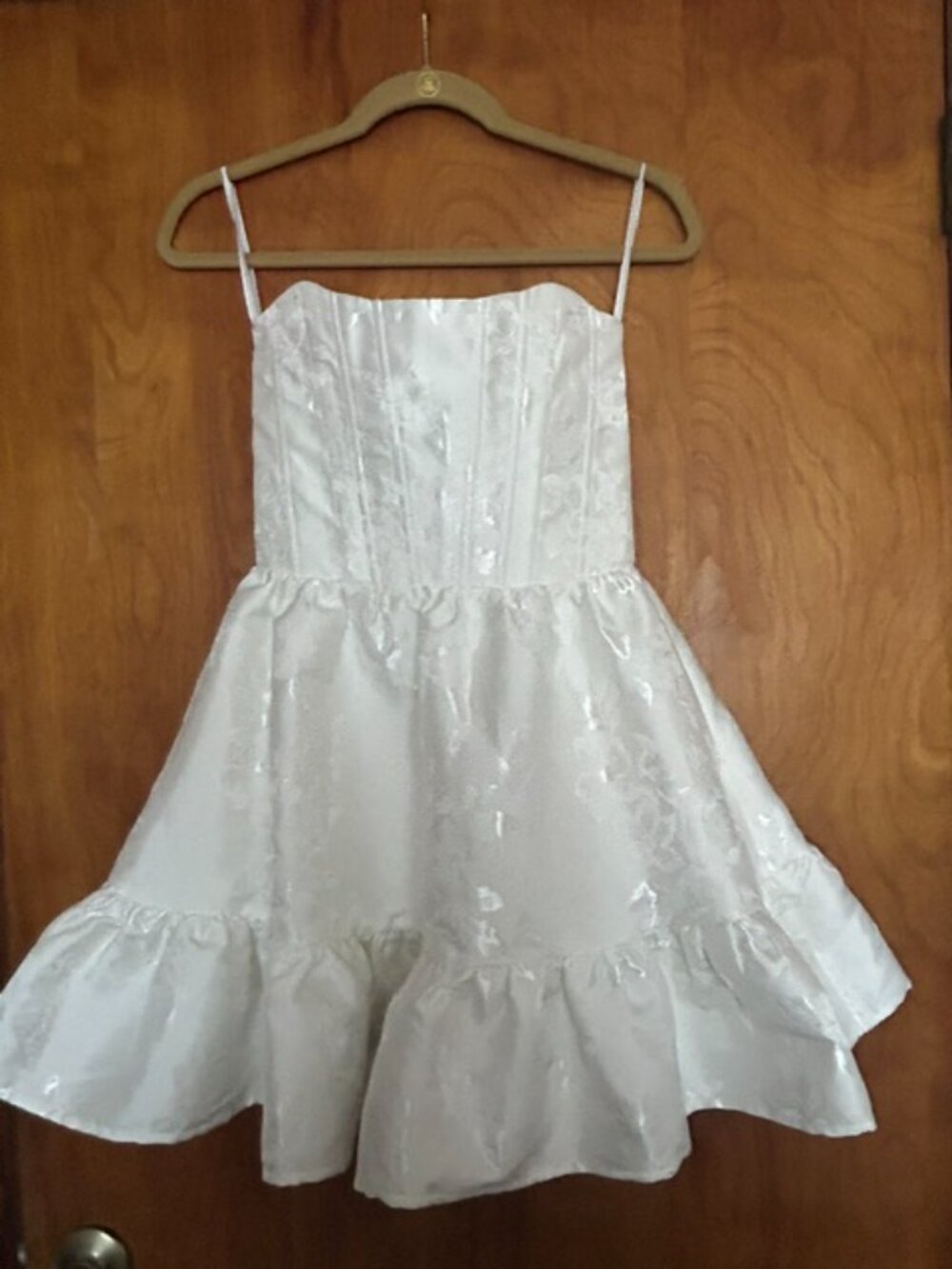 V. Chapman Ginny White Baroque Floral Strapless Corset Mini Dress Size 2 - Picture 3 of 6